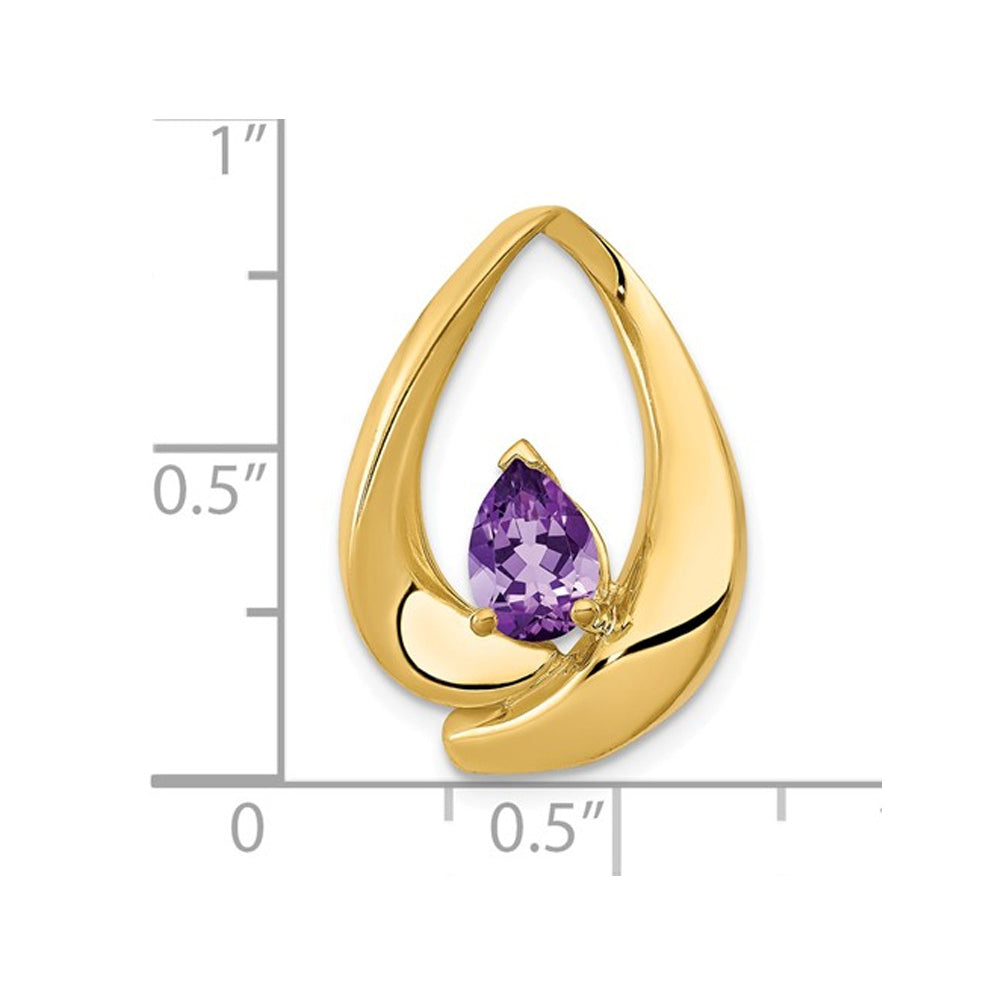 2/3 Carat (ctw) Amethyst Drop Pendant Necklace in 14K Yellow Gold with Chain Image 2