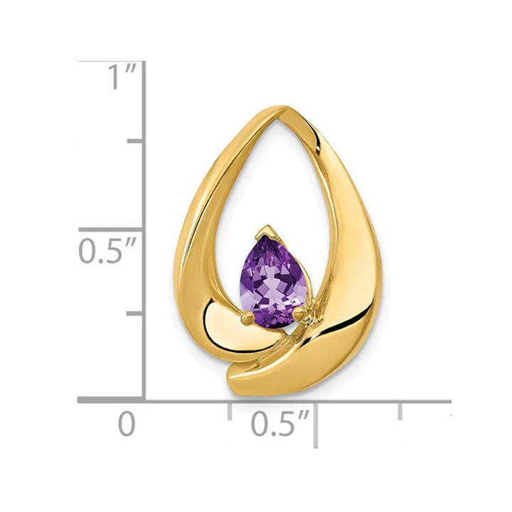 2/3 Carat (ctw) Amethyst Drop Pendant Necklace in 14K Yellow Gold with Chain Image 2