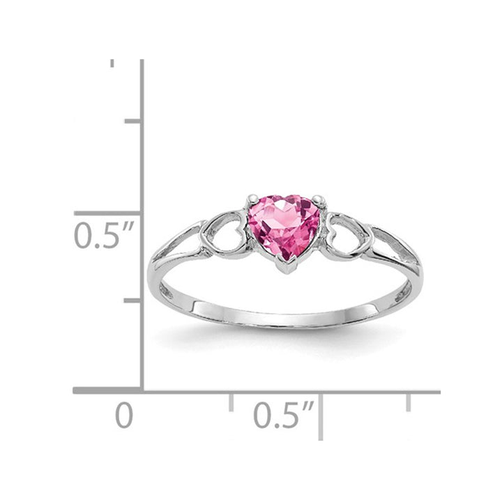 1/2 Carat (ctw) Pink Tourmaline Heart Ring in 10K White Gold Image 2