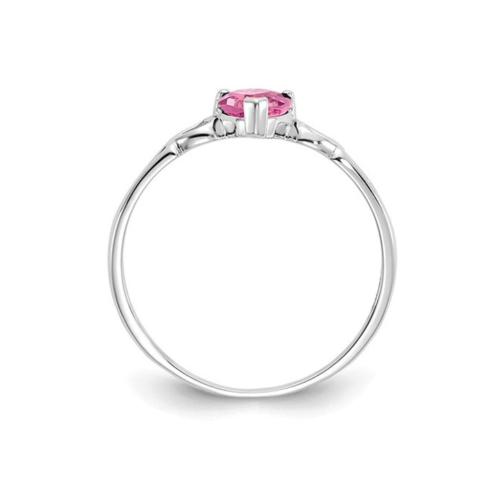 1/2 Carat (ctw) Pink Tourmaline Heart Ring in 10K White Gold Image 4