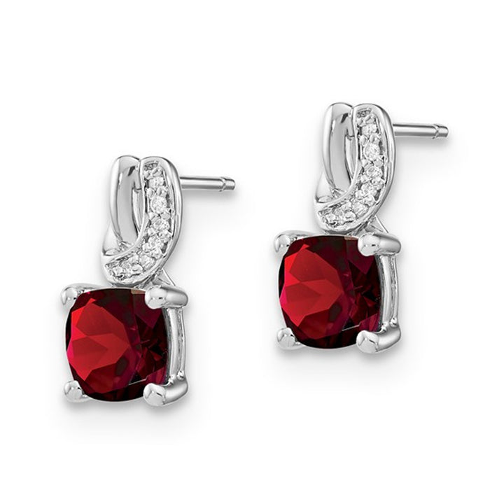 1.30 Carat (ctw) Natural Cushion Cut Garnet Post Earrings in Sterling Silver Image 2