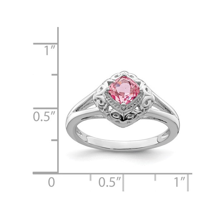 1/2 Carat (ctw) Natural Pink Tourmaline Ring in Sterling Silver Image 2