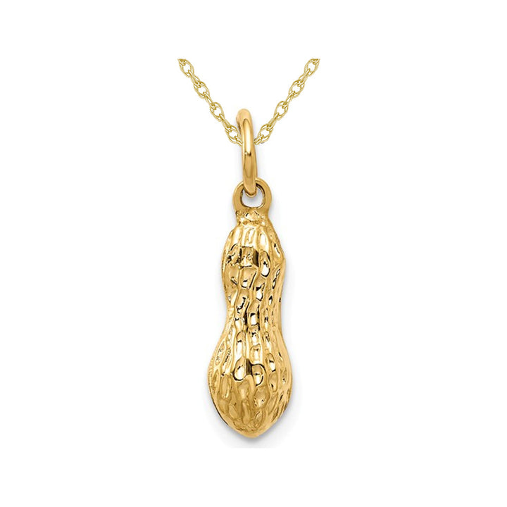 14K Yellow Gold Peanut Charm Pendant Necklace with Chain Image 1