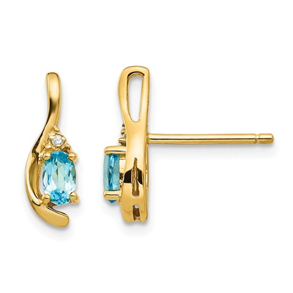 1/2 Carat (ctw) Natural Blue Topaz Earrings in 14K Yellow Gold Image 1