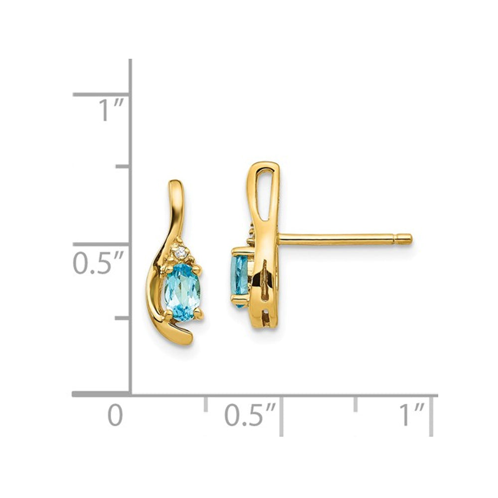 1/2 Carat (ctw) Natural Blue Topaz Earrings in 14K Yellow Gold Image 2