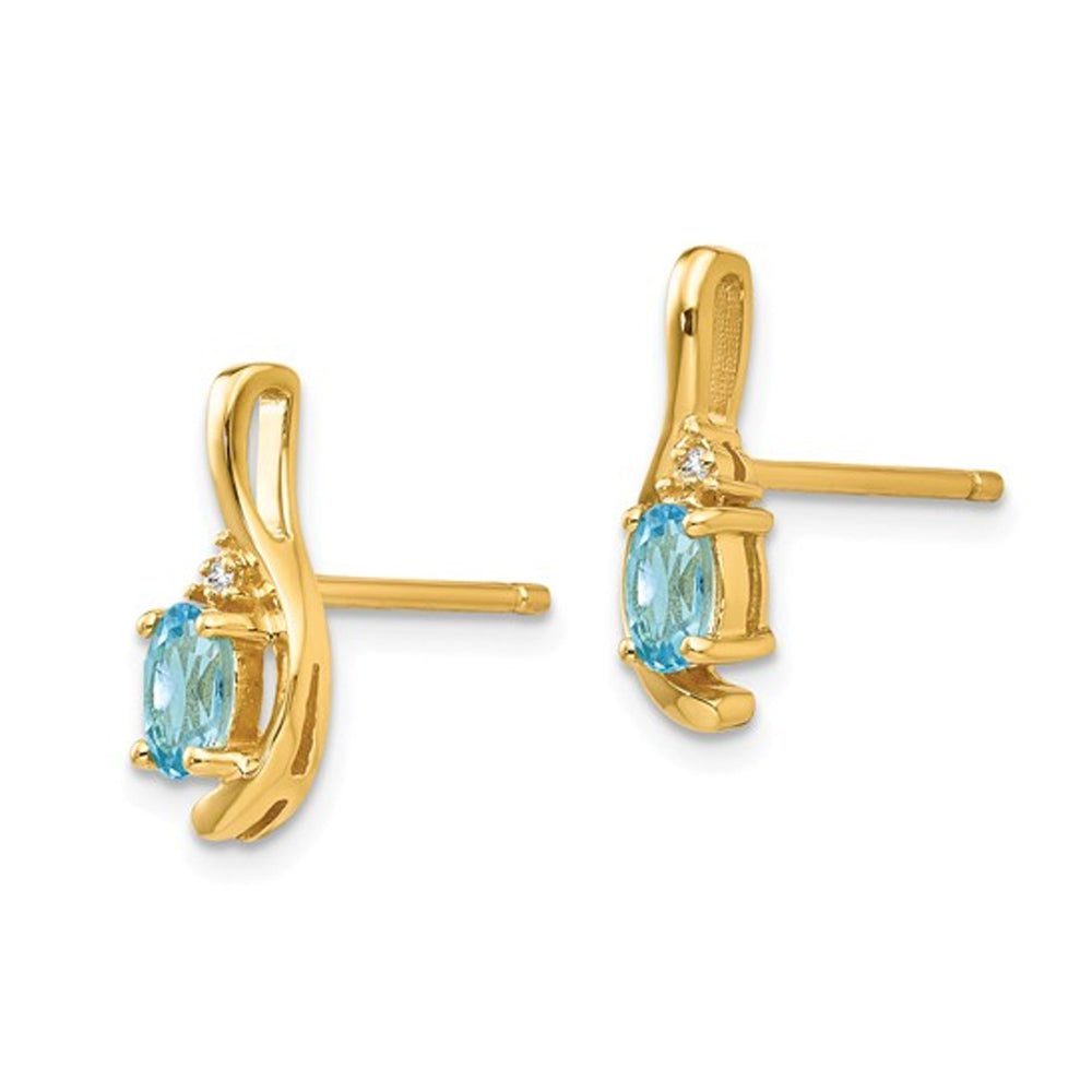 1/2 Carat (ctw) Natural Blue Topaz Earrings in 14K Yellow Gold Image 3