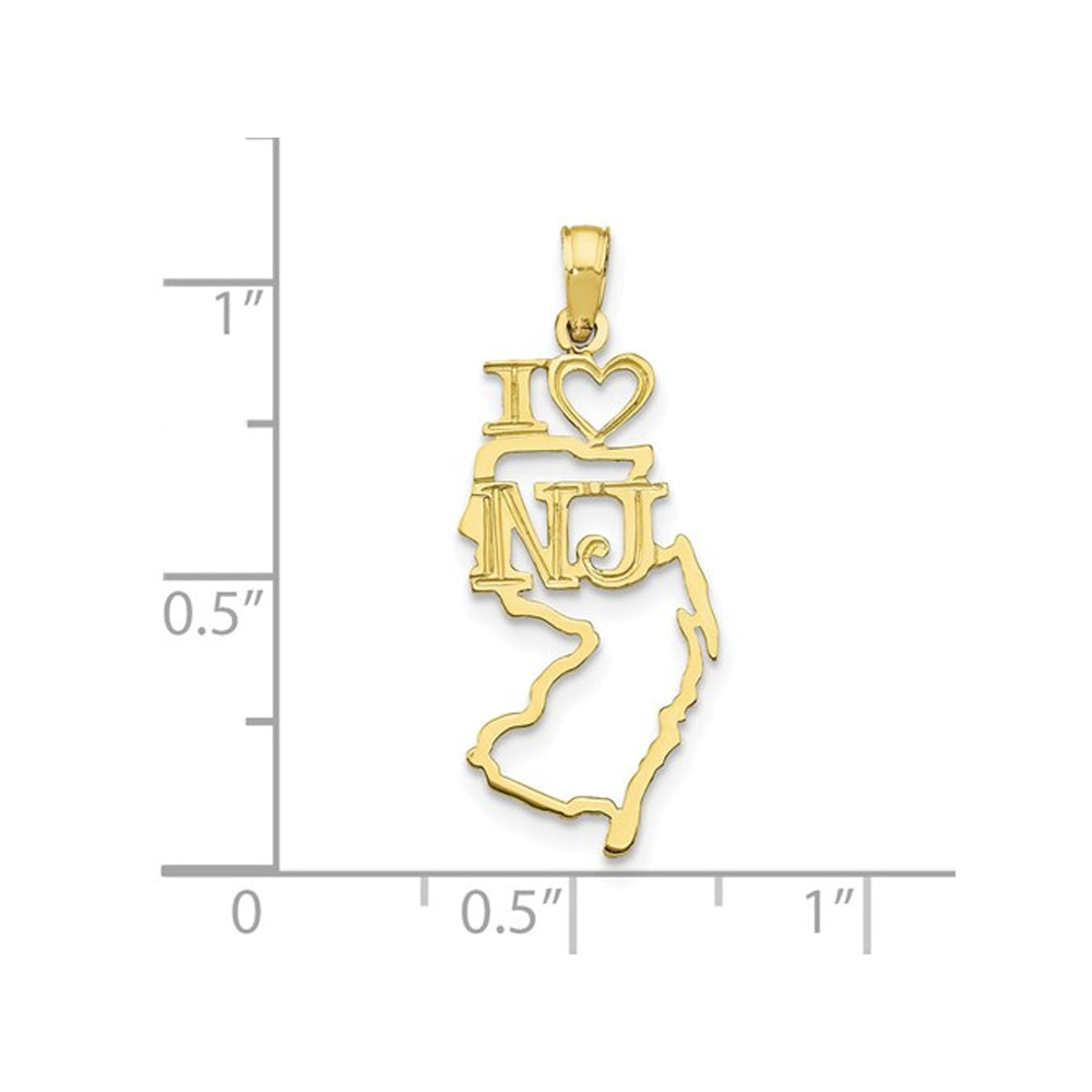 10K Yellow Gold Solid  Jersey State Charm Pendant Necklace with Chain Image 2