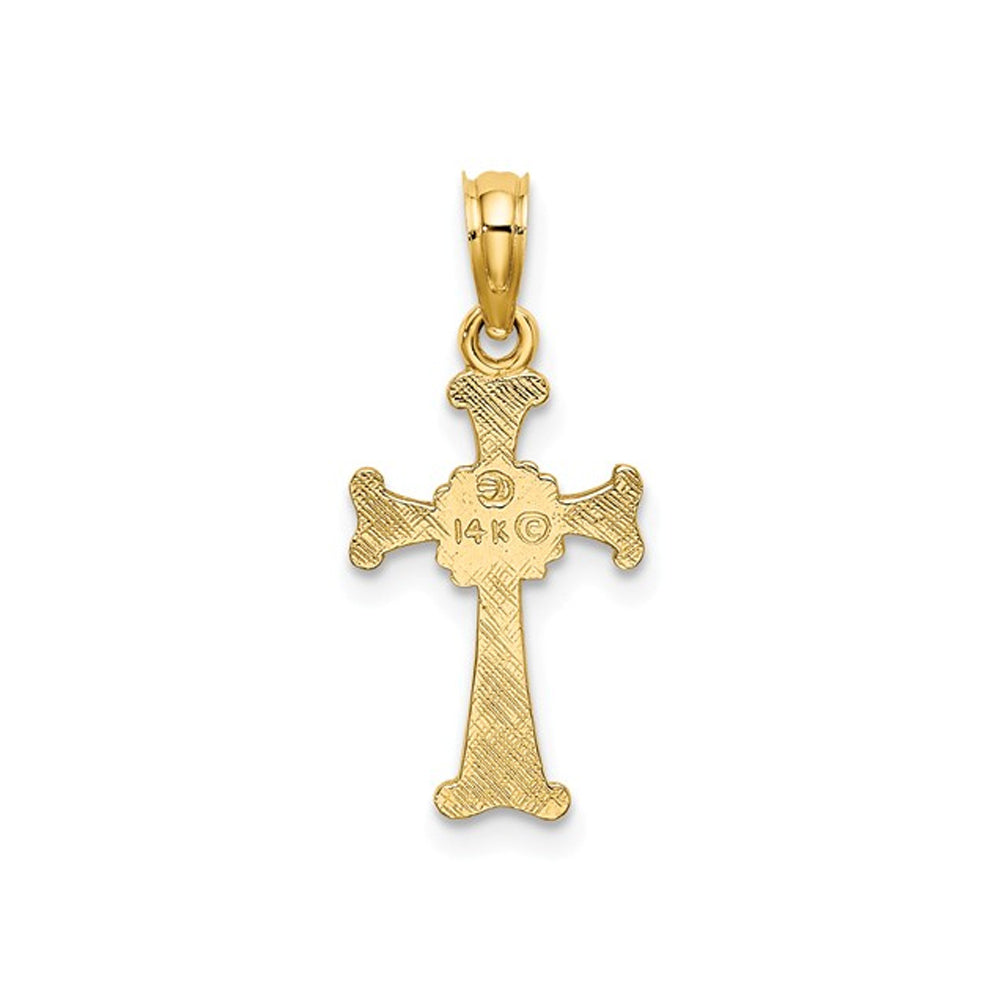 14K Yellow Gold 4-Leaf Cross Charm Pendant Necklace with Chain Image 2