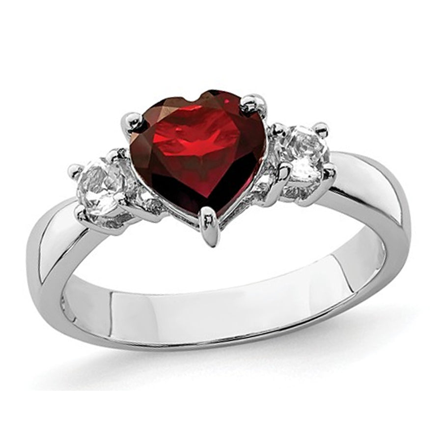 1.40 Carat (ctw) Garnet and White Topaz Ring in Sterling Silver Image 1