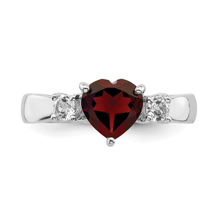 1.40 Carat (ctw) Garnet and White Topaz Ring in Sterling Silver Image 3