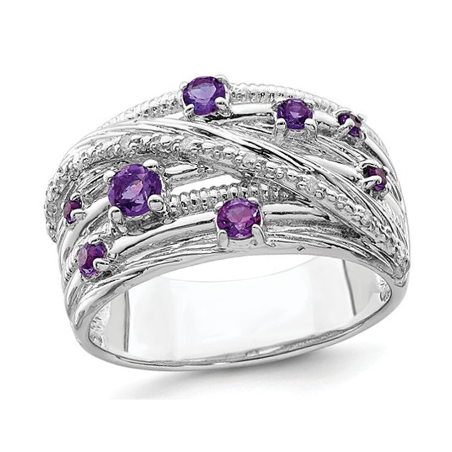 Purple Amethyst Ring Band 2/5 Carat (ctw) in Sterling Silver Image 1