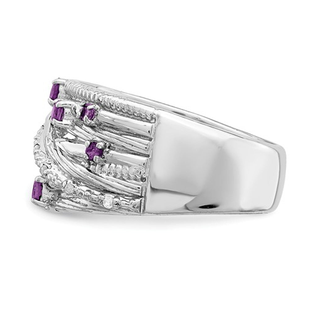 Purple Amethyst Ring Band 2/5 Carat (ctw) in Sterling Silver Image 3