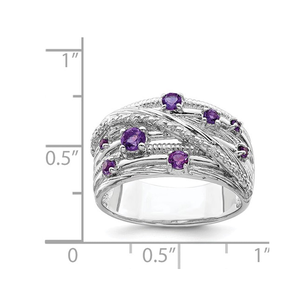 Purple Amethyst Ring Band 2/5 Carat (ctw) in Sterling Silver Image 4