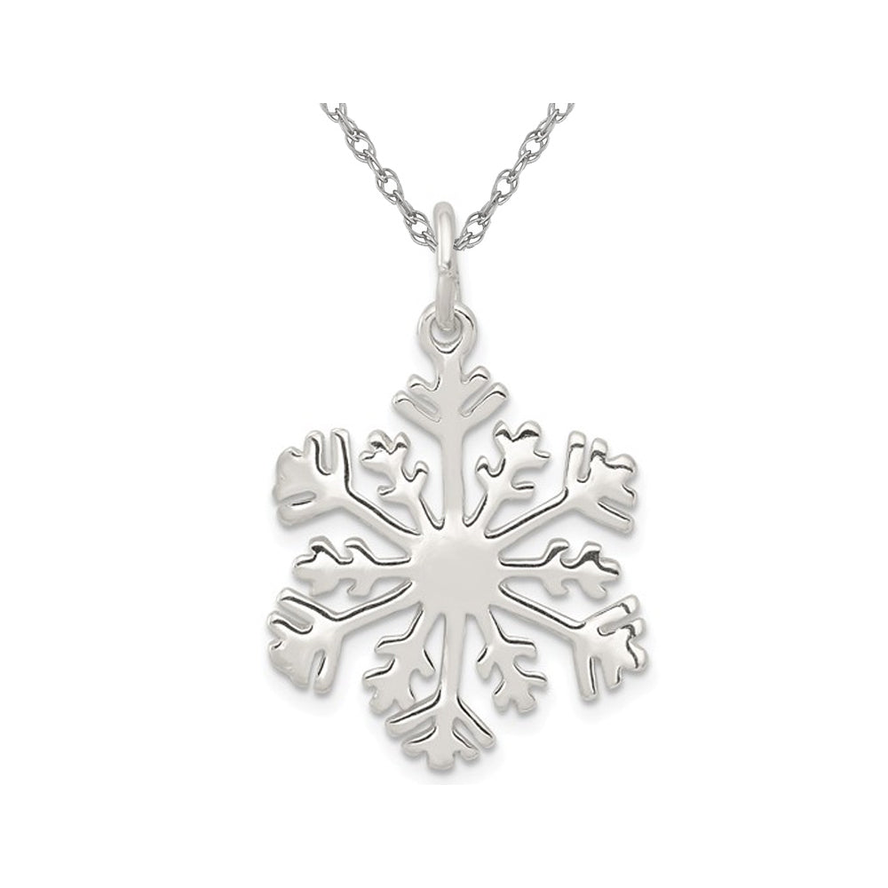 Sterling Silver Snowflake Charm Pendant Necklace with Chain Image 1