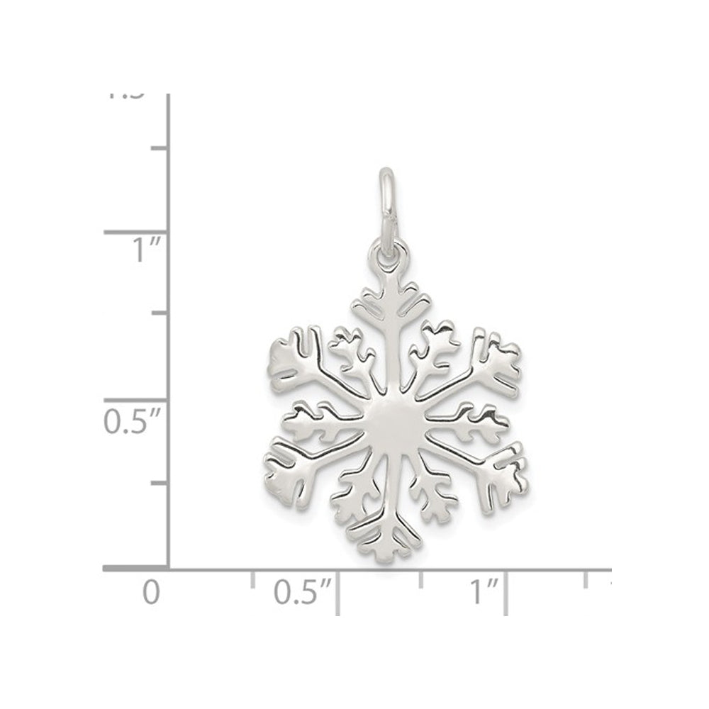 Sterling Silver Snowflake Charm Pendant Necklace with Chain Image 2