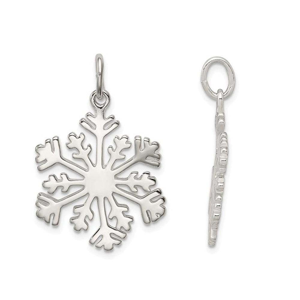 Sterling Silver Snowflake Charm Pendant Necklace with Chain Image 3