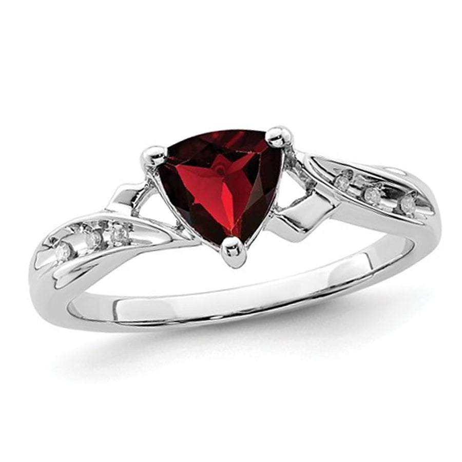 3/5 Carat (ctw) Trillion-Cut Garnet Ring in Sterling Silver Image 1