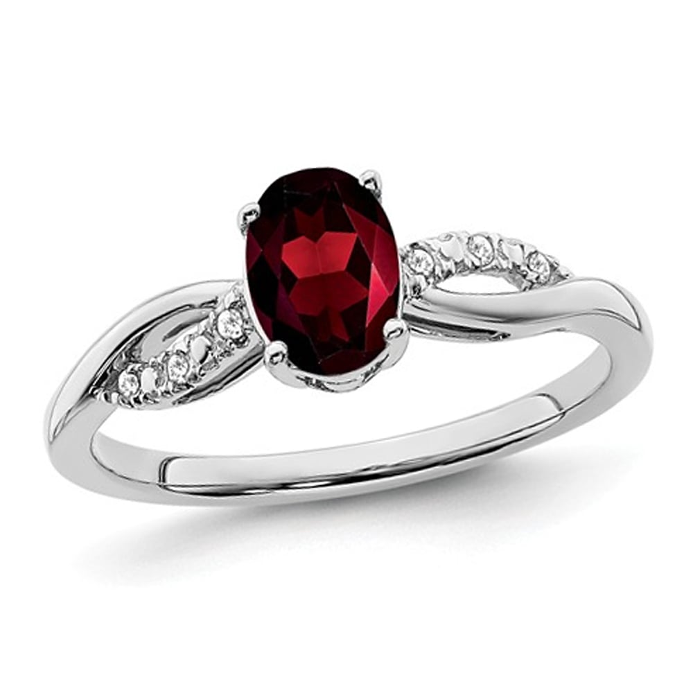 1.30 Carat (ctw) Garnet Ring in 14K White Gold (SIZE 7) Image 1