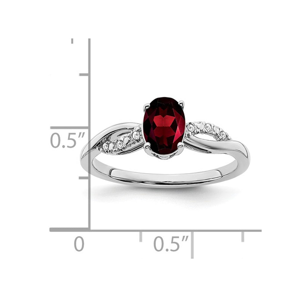 1.30 Carat (ctw) Garnet Ring in 14K White Gold (SIZE 7) Image 2