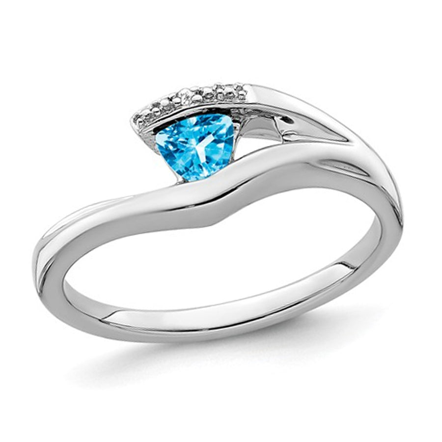 1/4 Carat (ctw) Trilion-Cut Blue Topaz Solitaire Ring in 10K White Gold Image 1