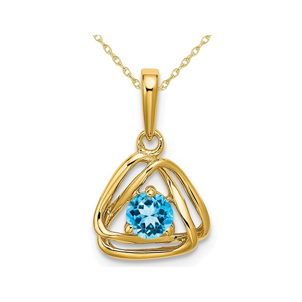 2/5 Carat (ctw) Blue Topaz Drop Pendant Necklace in 14K Yellow Gold With Chain Image 1