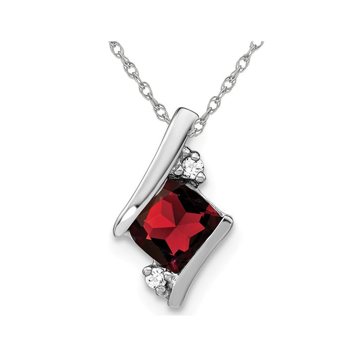 7/10 Carat (ctw) Natural Garnet Pendant Necklace in 10K White Gold with Chain Image 1