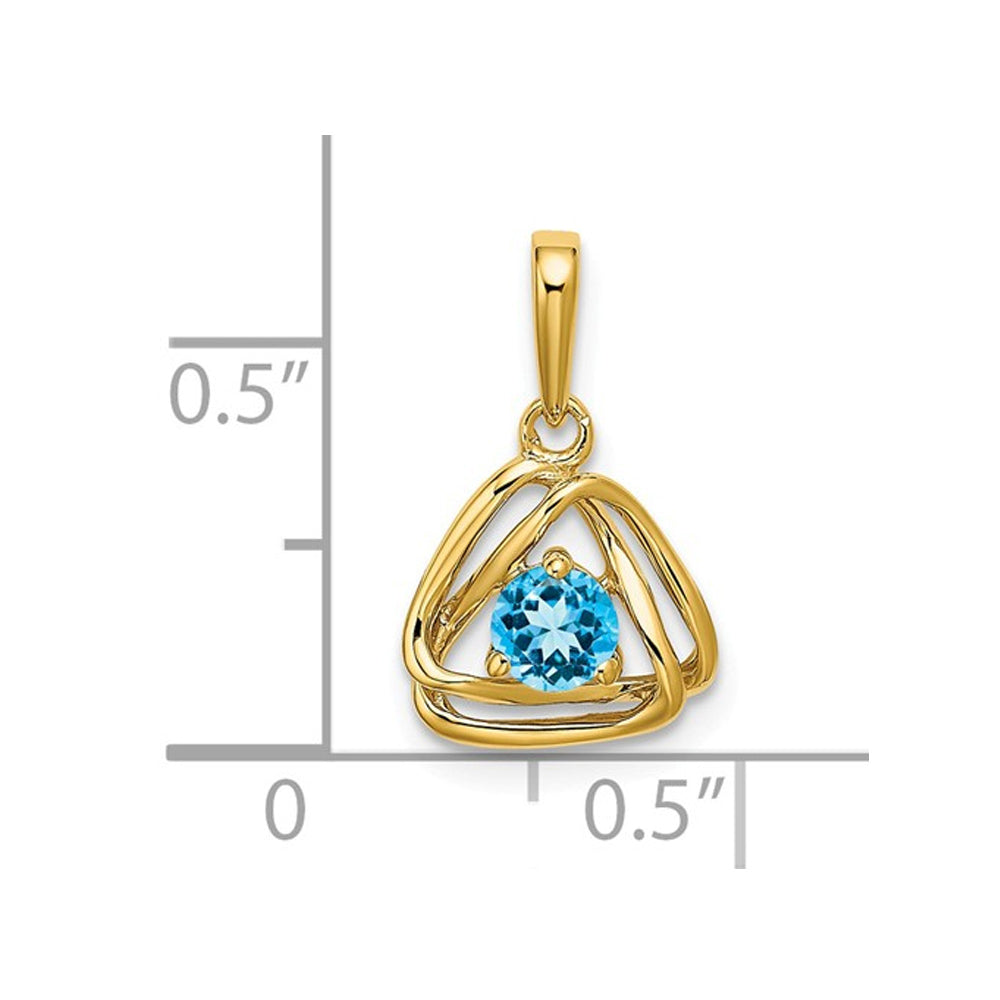 2/5 Carat (ctw) Blue Topaz Drop Pendant Necklace in 14K Yellow Gold With Chain Image 2