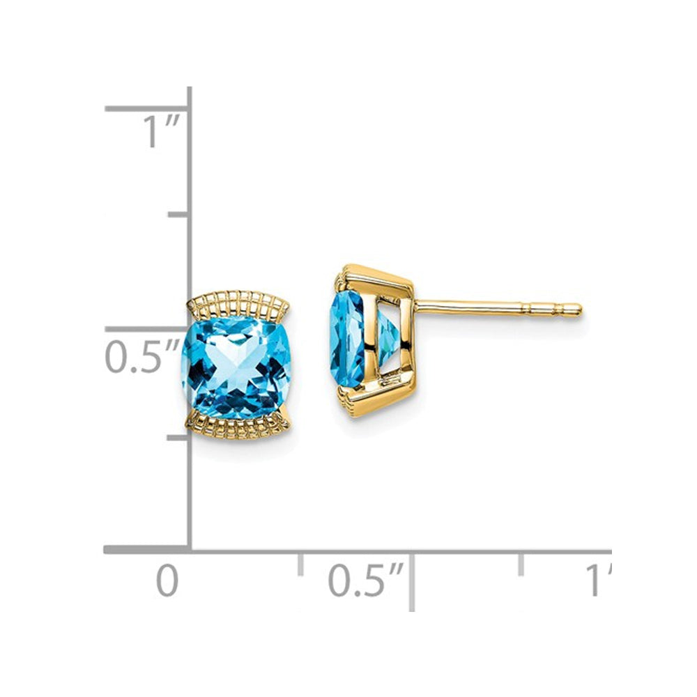 1.75 Carat (ctw) Natural Blue Topaz Earrings in 14K Yellow Gold with Accent Diamonds Image 2