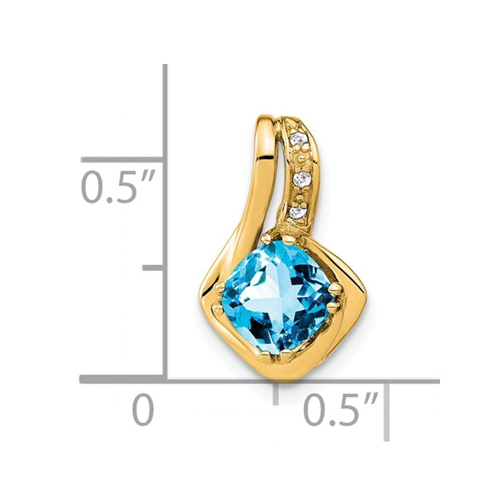 1.65 Carat (ctw) Blue Topaz Pendant Necklace in 14K Yellow Gold With Chain Image 2