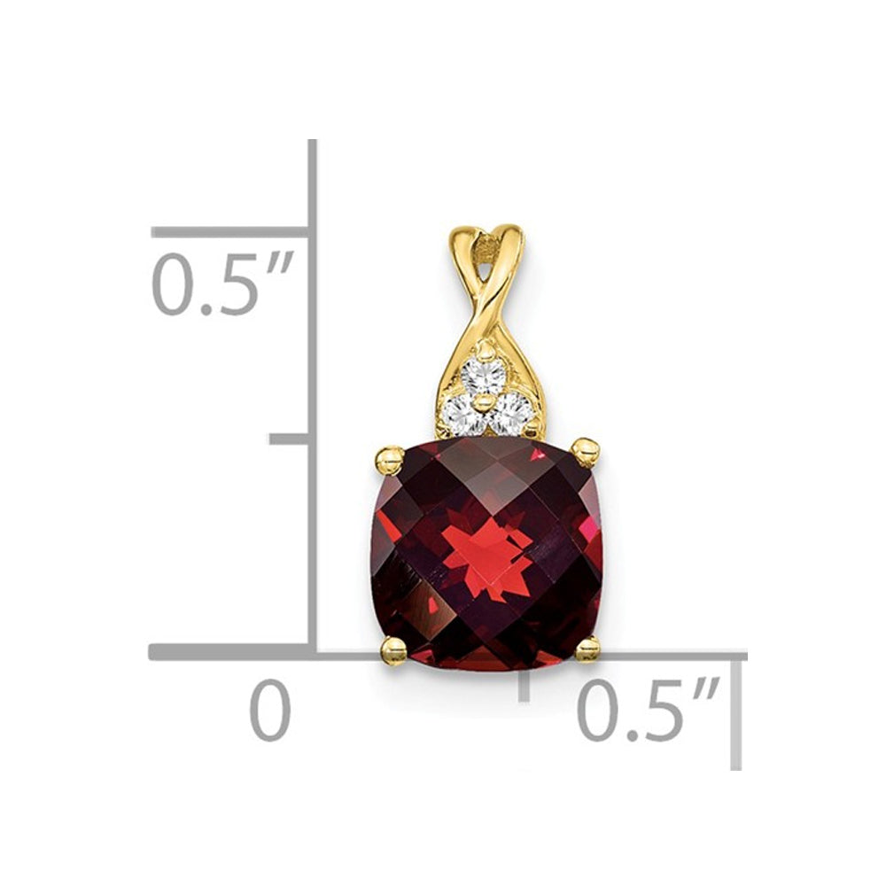 1.70 Carat (ctw) Natural Garnet Pendant Necklace in 10K Yellow Gold with Chain Image 2