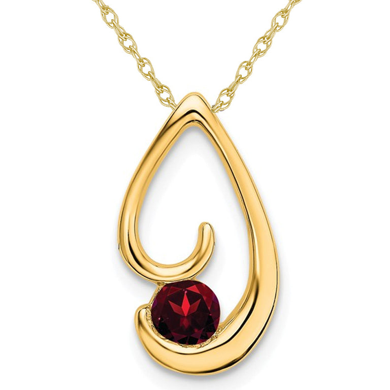 1/4 Carat (ctw) Natural Garnet Drop Pendant Necklace in 14K Yellow Gold with Chain Image 1
