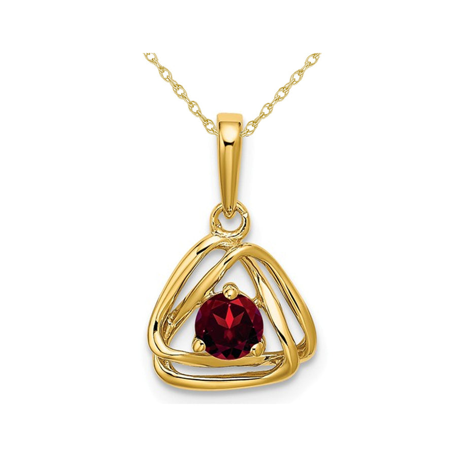 1/3 Carat (ctw) Natural Garnet Pendant Necklace in 14K Yellow Gold with Chain Image 1