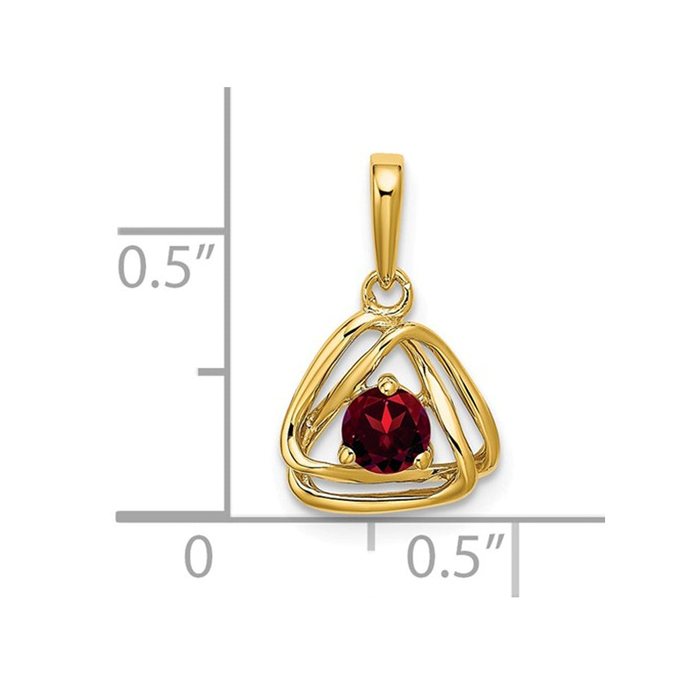 1/3 Carat (ctw) Natural Garnet Pendant Necklace in 14K Yellow Gold with Chain Image 3