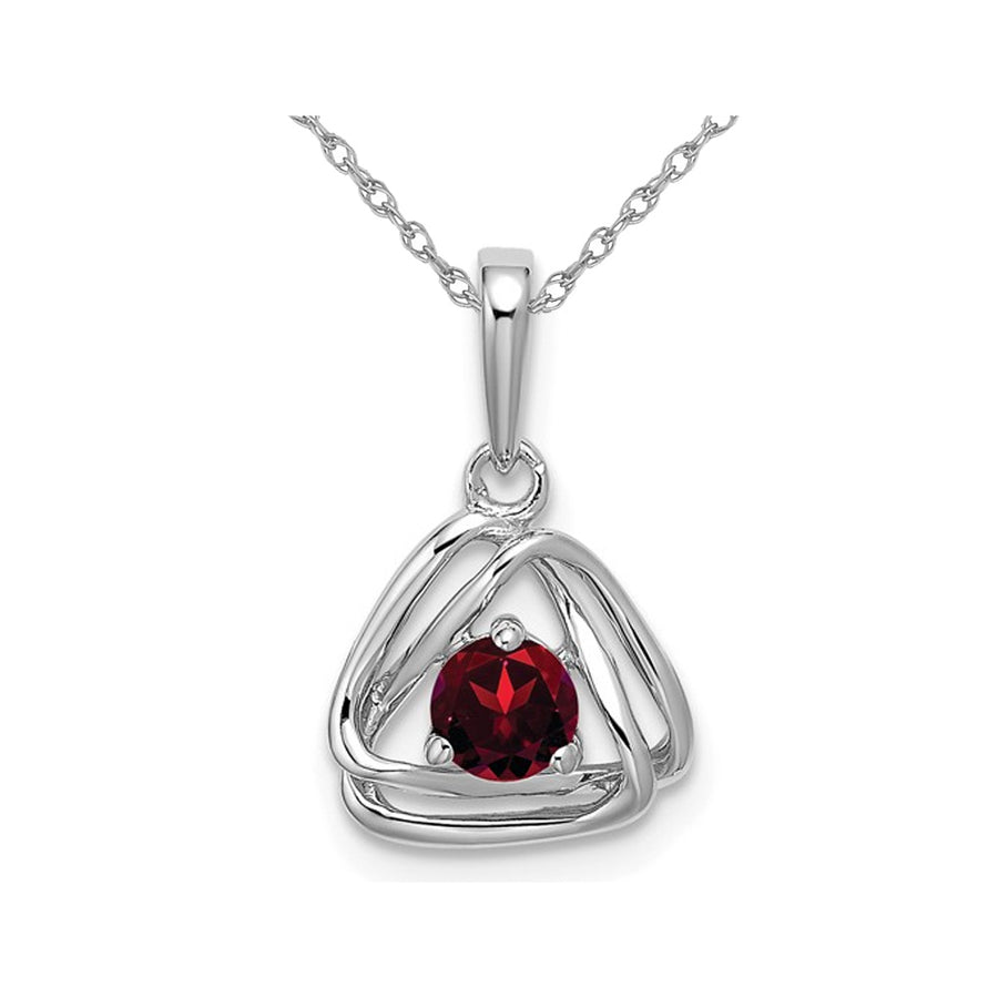 1/3 Carat (ctw) Natural Garnet Pendant Necklace in 14K White Gold with Chain Image 1
