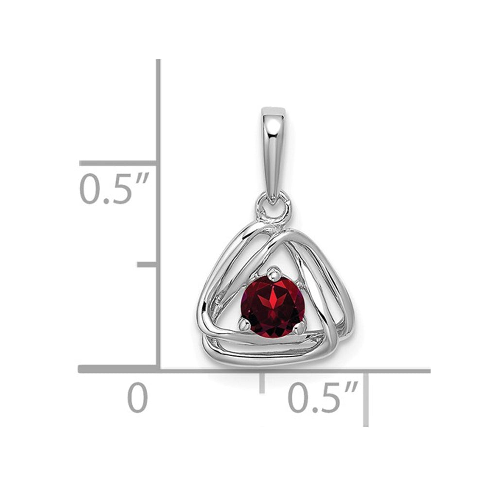1/3 Carat (ctw) Natural Garnet Pendant Necklace in 14K White Gold with Chain Image 2