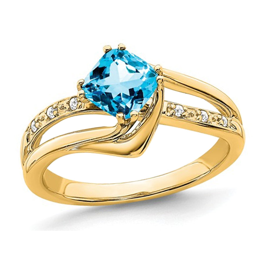 1.20 Carat (ctw) Natural Blue Topaz Ring in 14K Yellow Gold Image 1
