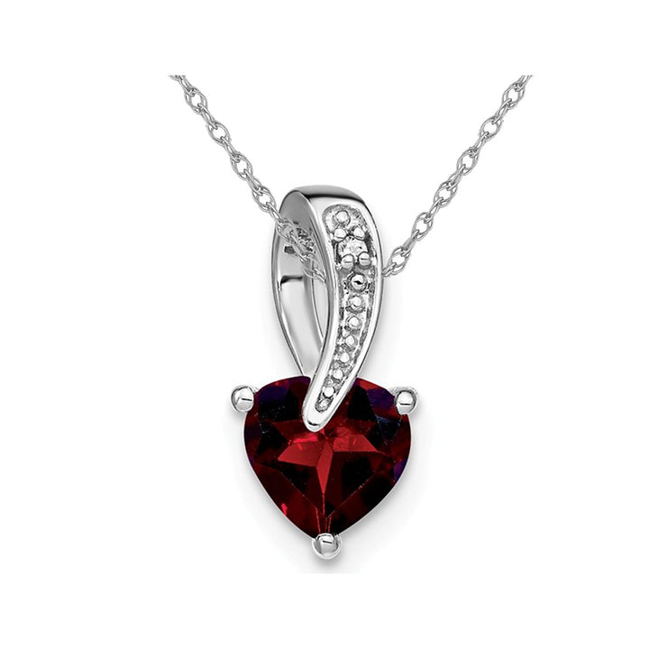 Natural Red Garnet 3/4 Carat (ctw) Heart Pendant Necklace in Sterling Silver and Chain Image 1