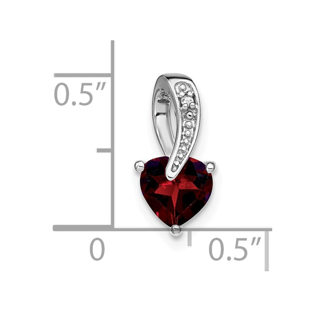 Natural Red Garnet 3/4 Carat (ctw) Heart Pendant Necklace in Sterling Silver and Chain Image 2