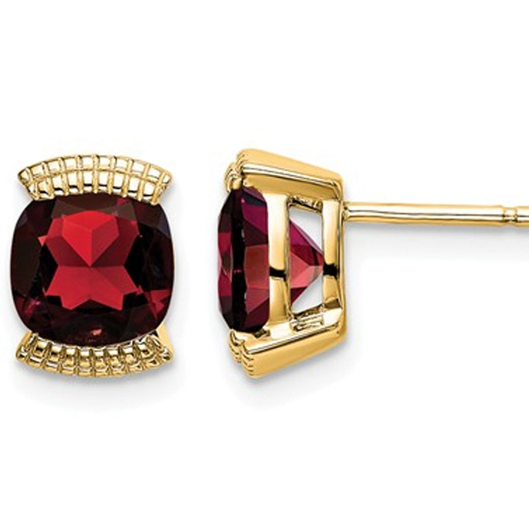 14K Yellow Gold 1.75 Carat (ctw) Natural Garnet Post Earrings Image 1