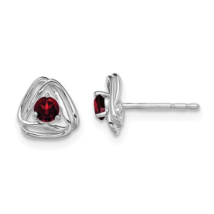 14K White Gold Button Garnet Earrings 1/3 Carat (ctw) Image 1