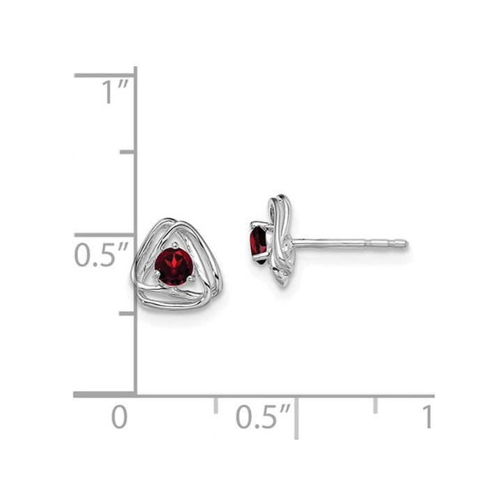 14K White Gold Button Garnet Earrings 1/3 Carat (ctw) Image 3