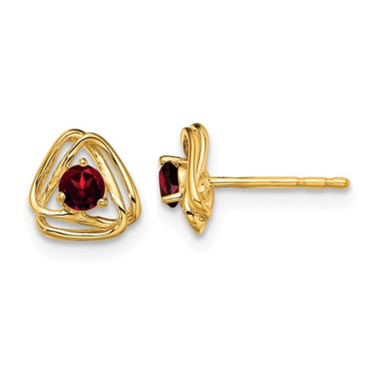 14K Yellow Gold Button Garnet Earrings 1/3 Carat (ctw) Image 1