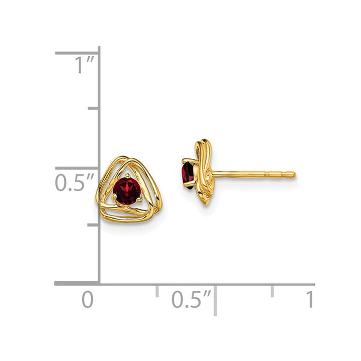 14K Yellow Gold Button Garnet Earrings 1/3 Carat (ctw) Image 3