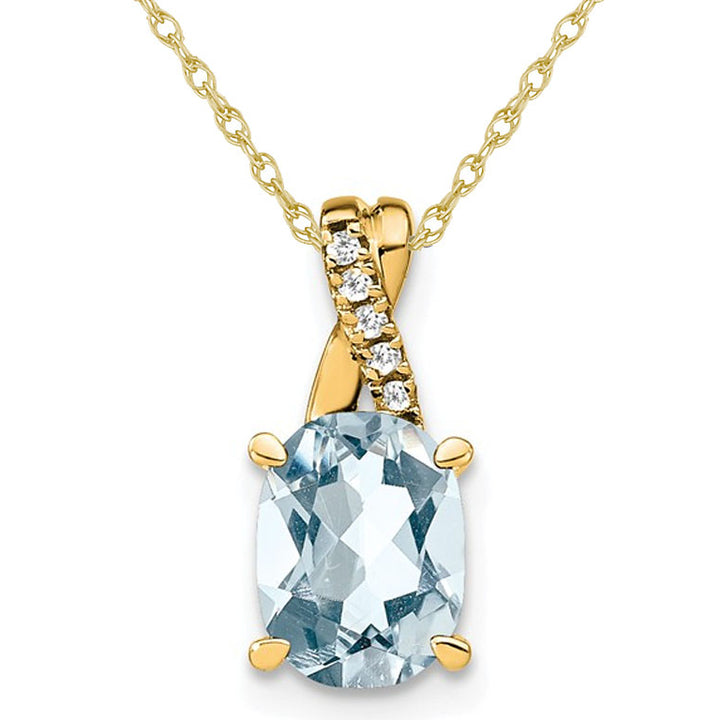 7/10 Carat (ctw) Aquamarine Drop Pendant Necklace in 10K Yellow Gold with Chain Image 1