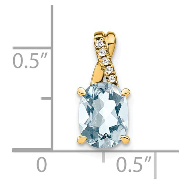 7/10 Carat (ctw) Aquamarine Drop Pendant Necklace in 10K Yellow Gold with Chain Image 2