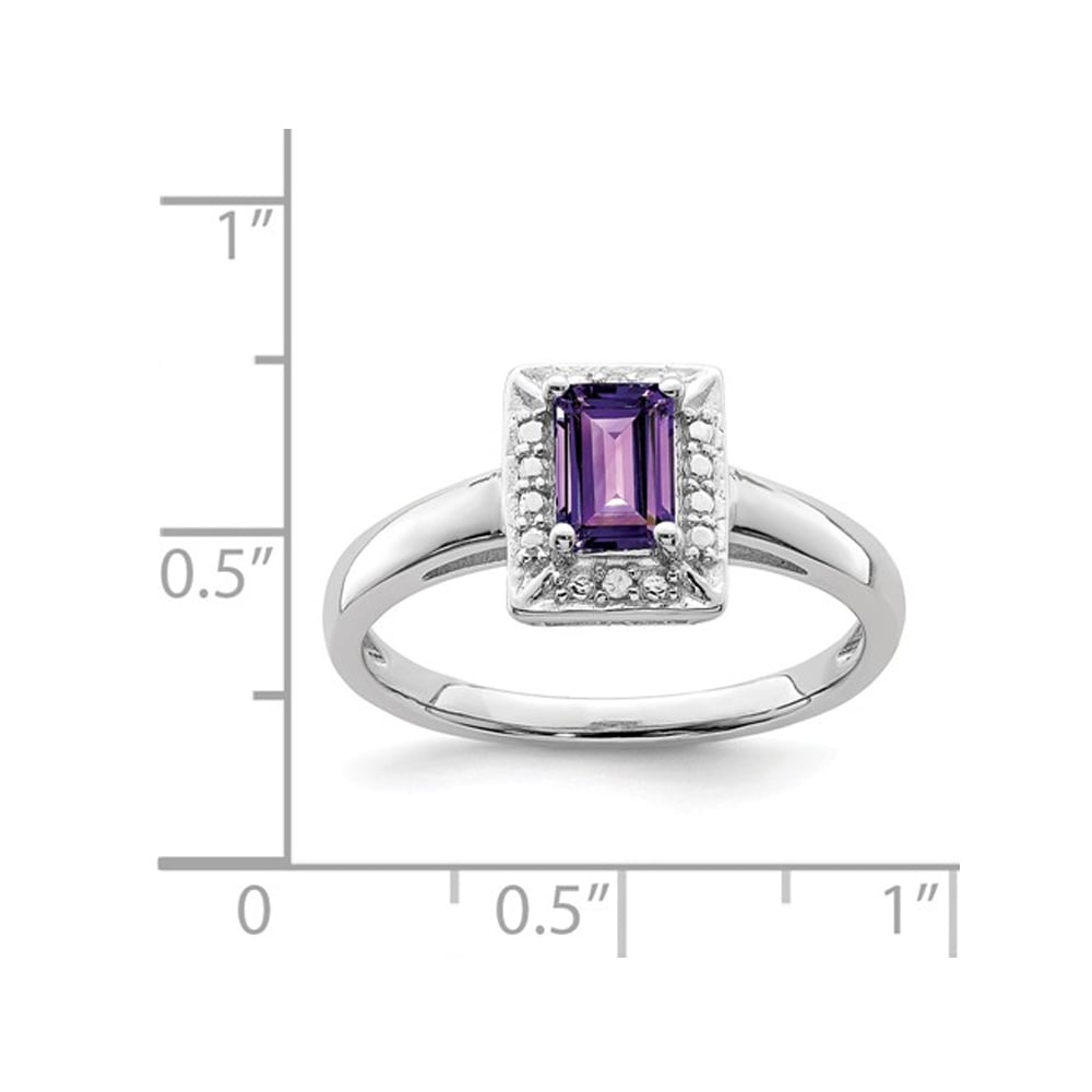 1/2 Carat (ctw) Emerald Cut Amethyst Ring in Sterling Silver Image 2