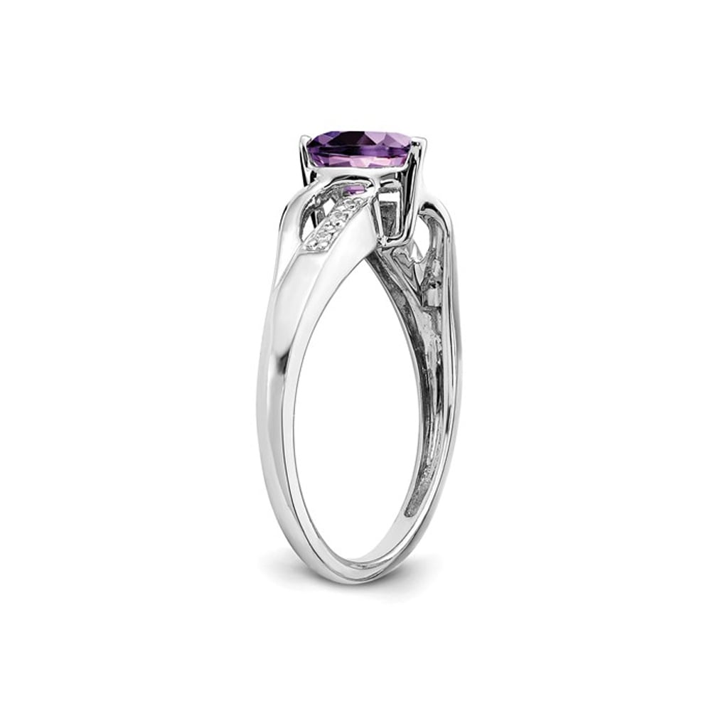 5/8 Carat (ctw) Amethyst Heart Promise Ring in 14K White Gold (SIZE 7) Image 2