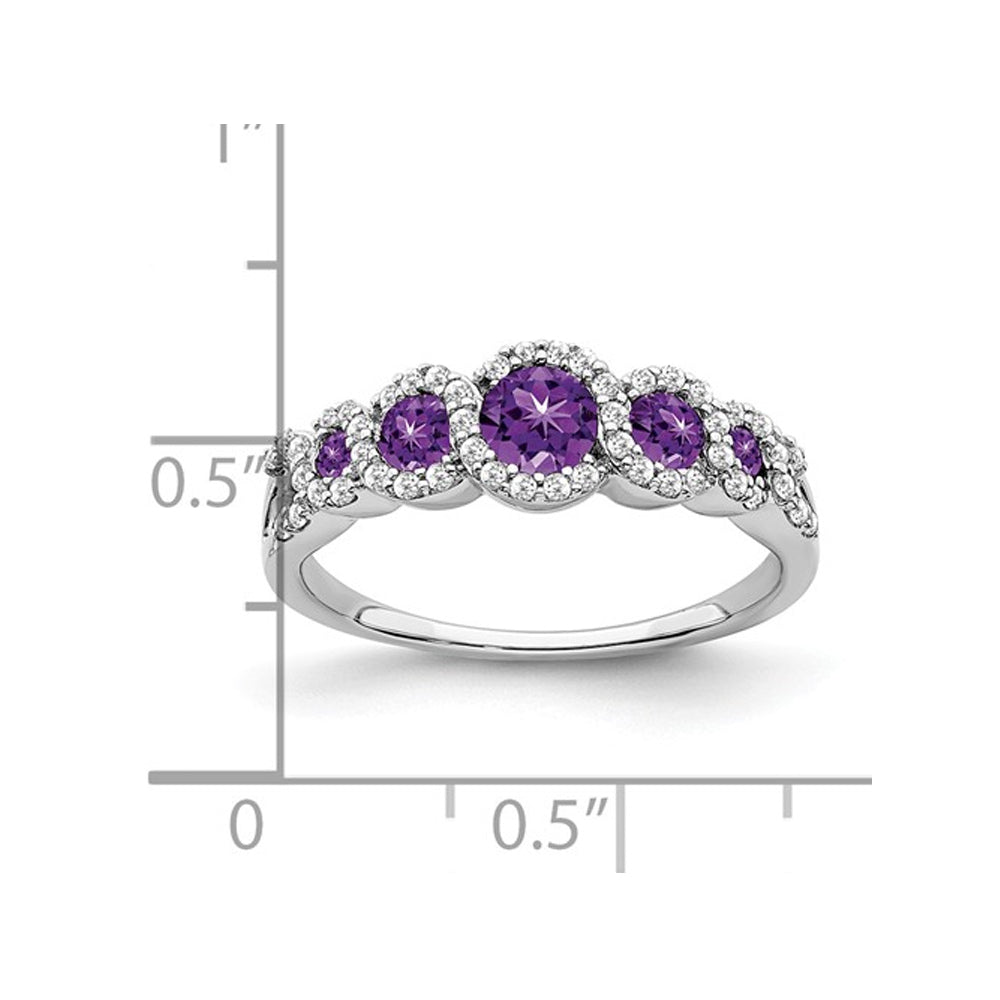 1/2 Carat (ctw) Natural Amethyst and Diamonds Ring 1/4 Carat (ctw) in 14K White Gold Image 4