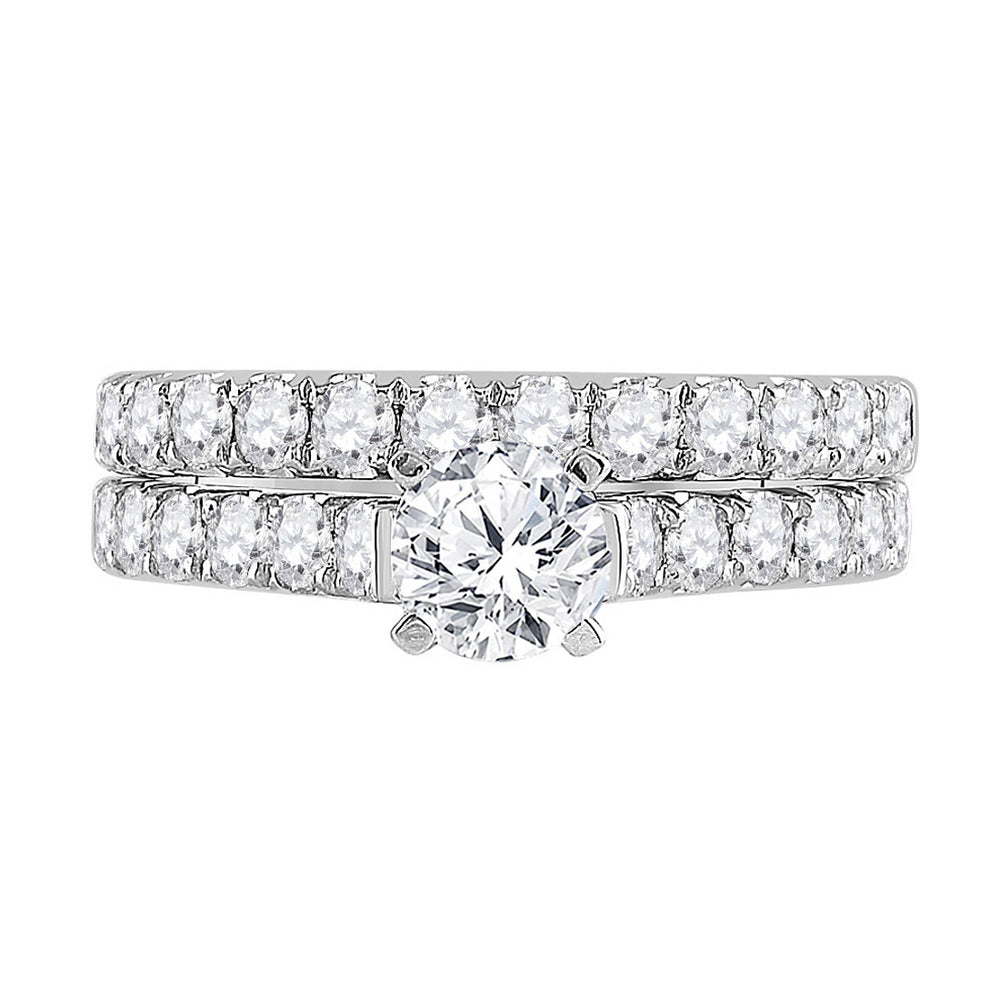 2.00 Carat (Color G-HI1-I2) Diamond Engagement Ring and Wedding Band Set in 14K White Gold Image 2