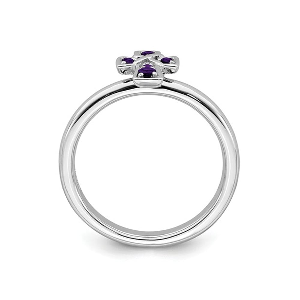 1/10 Carat Amethyst Cross ring in Sterling Silver Image 4